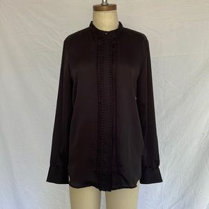Black ruffled Ann Taylor blouse